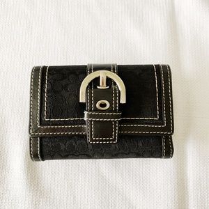 Authentic Coach Black Tri-Fold Mini Wallet
